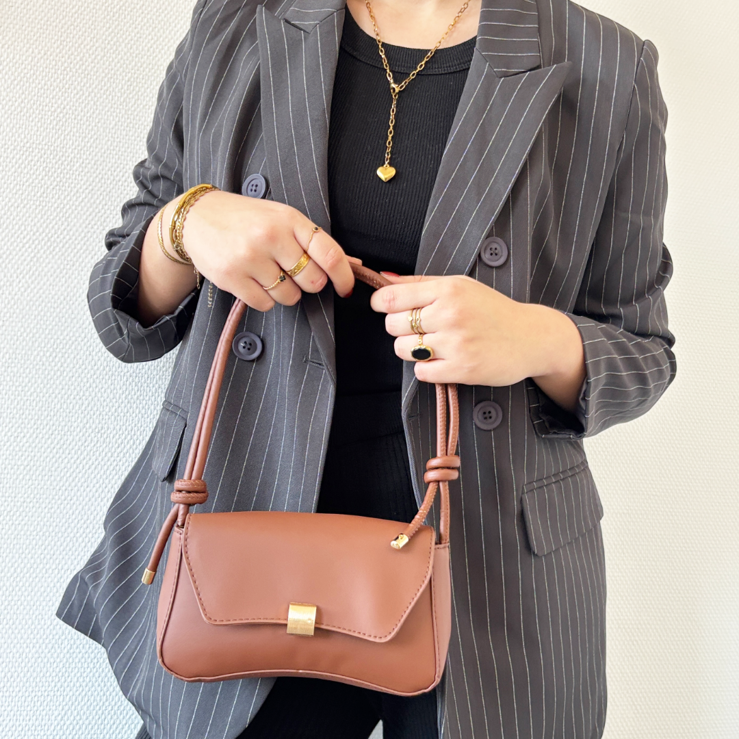 bruine knotted schouder tas