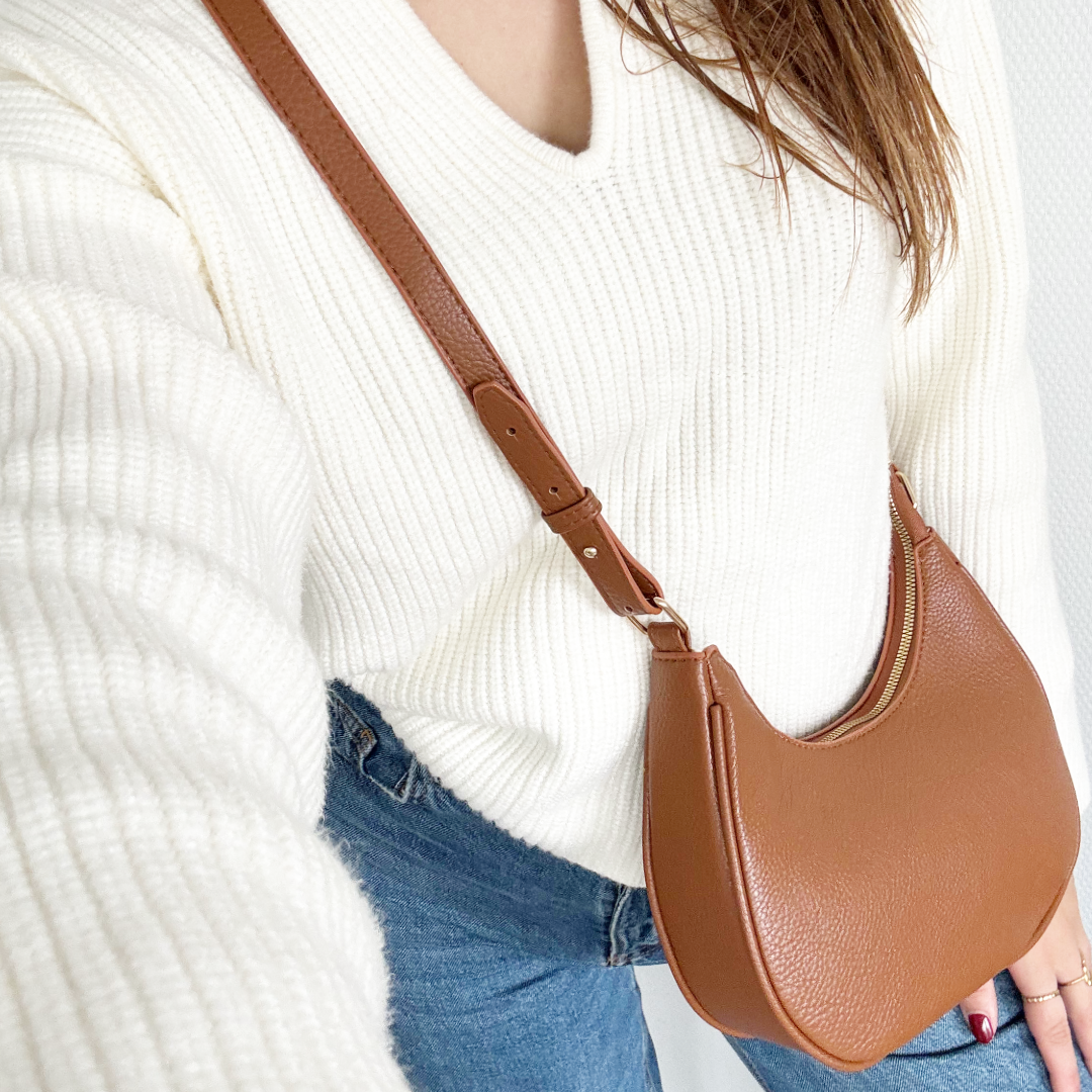 donker bruine schouder & crossbody tas