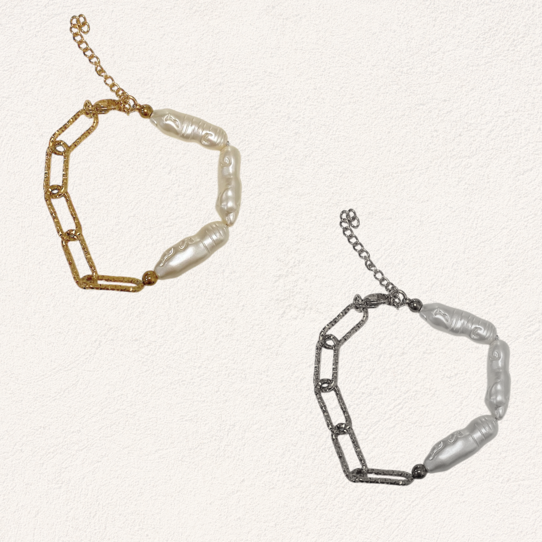 schakel armband parels