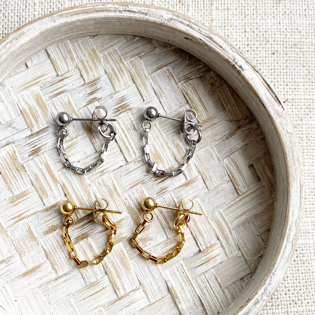 oorbellen met schakel ketting