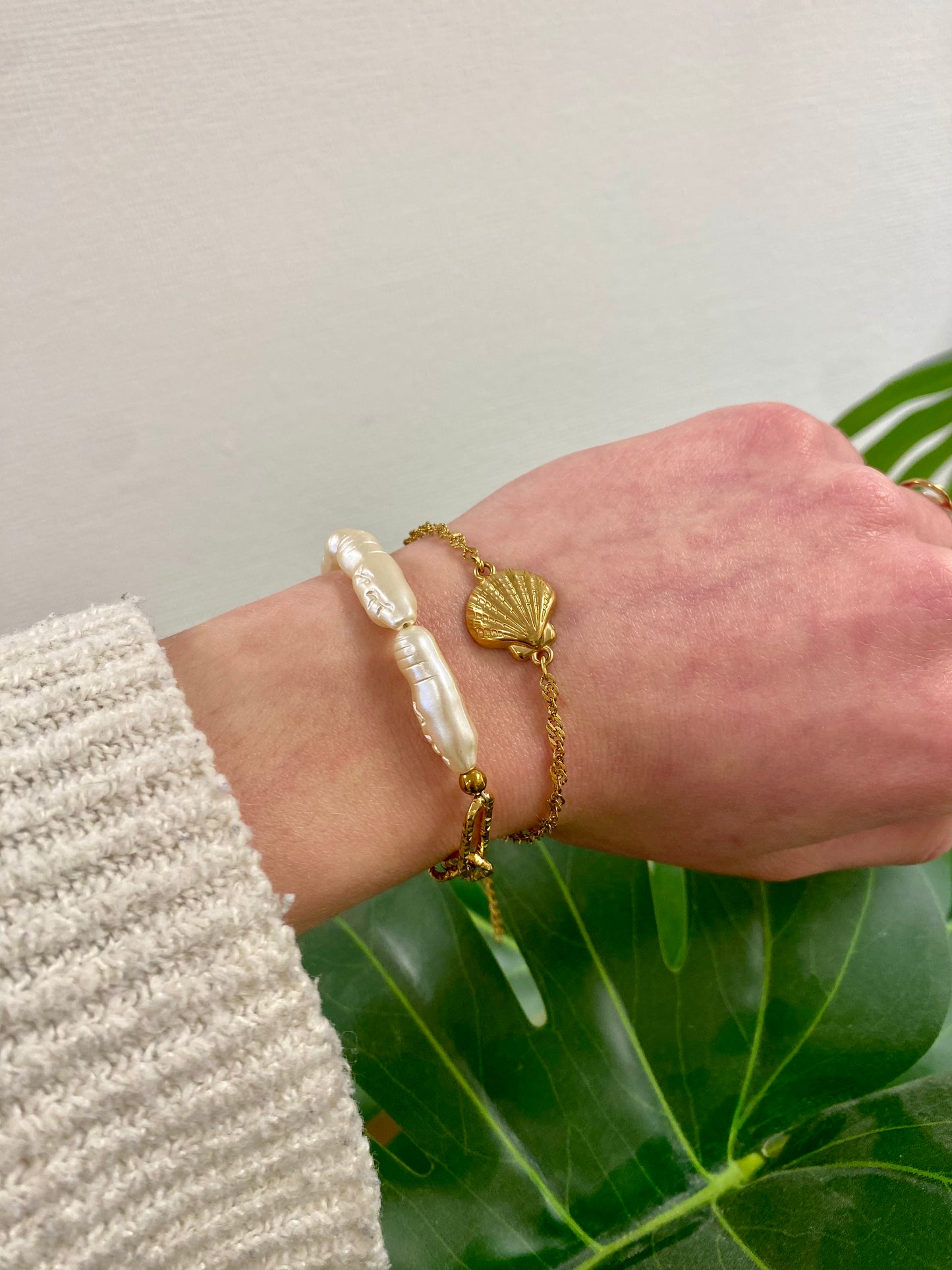 schakel armband parels