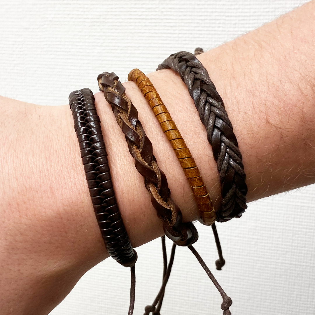 heren armband pu leer bicker