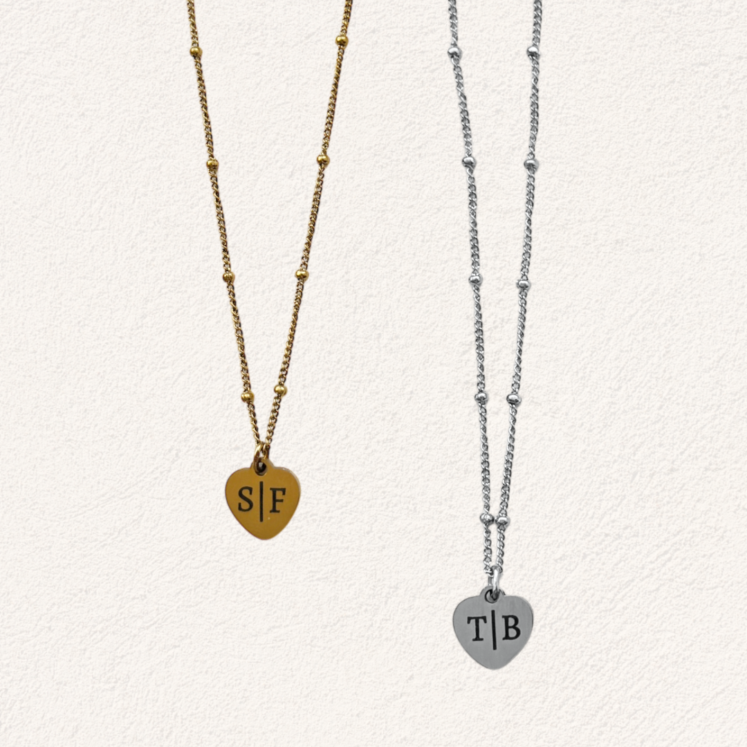 gepersonaliseerde ketting met initialen hartje