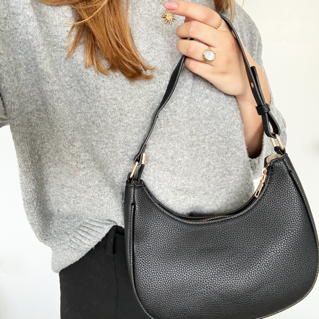 zwarte schouder & crossbody tas