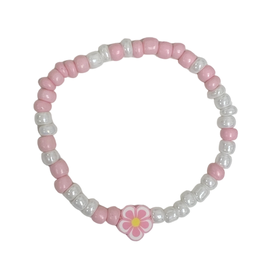 klei armbandje roze bloem