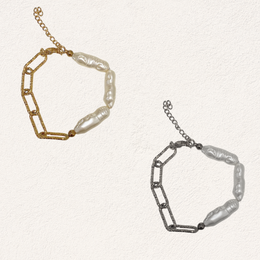 schakel armband parels