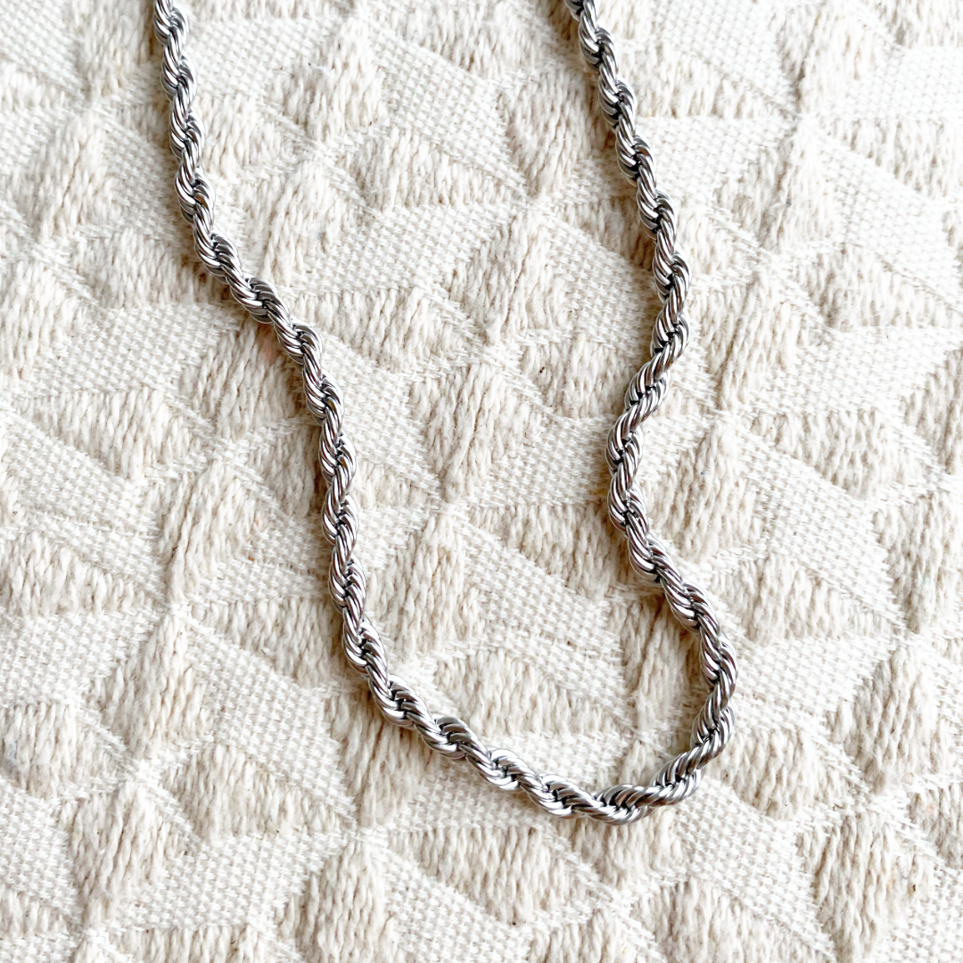 heren ketting twisted zilver