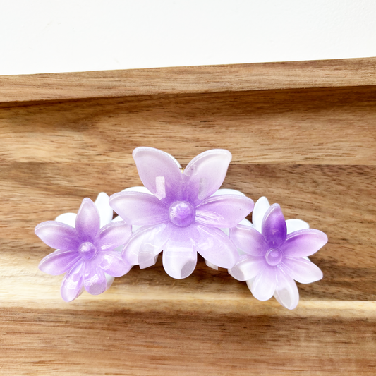 three tropical flowers haarclip paars