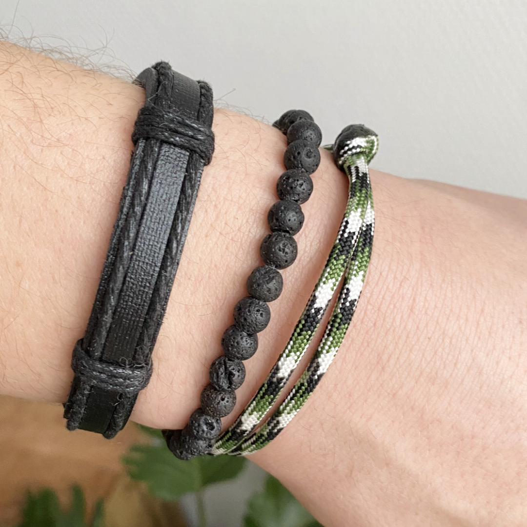 heren natuursteen armband lavasteen