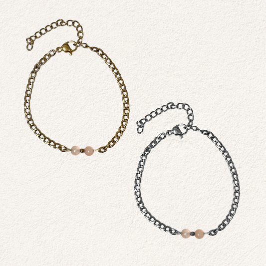 armband met twee natuursteen kraaltjes
