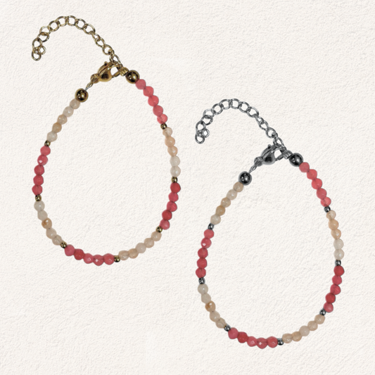 armband met licht en donker roze natuursteen