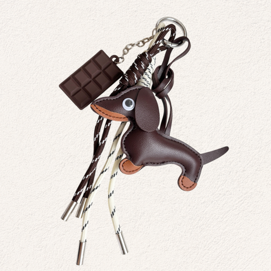 bag charm hond met chocola