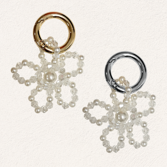 bag charm kraaltjes bloem parel