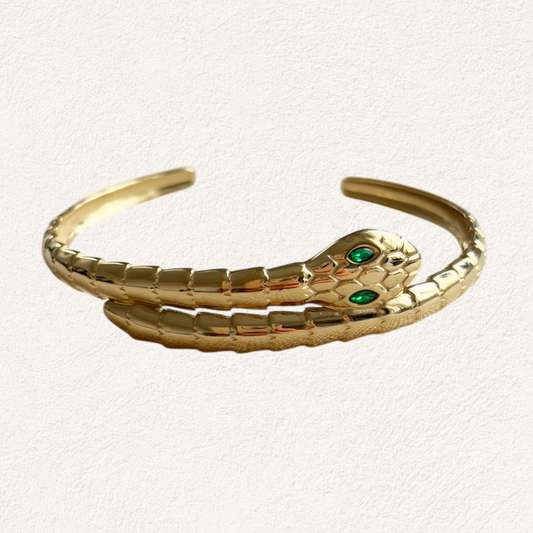 slang met groene ogen bangle